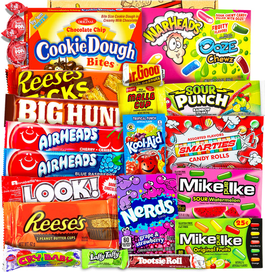 American Candy Box Hamper | American Sweets and Chocolate Bar Gift Box Selection | Reese's, Nerds and Warheads