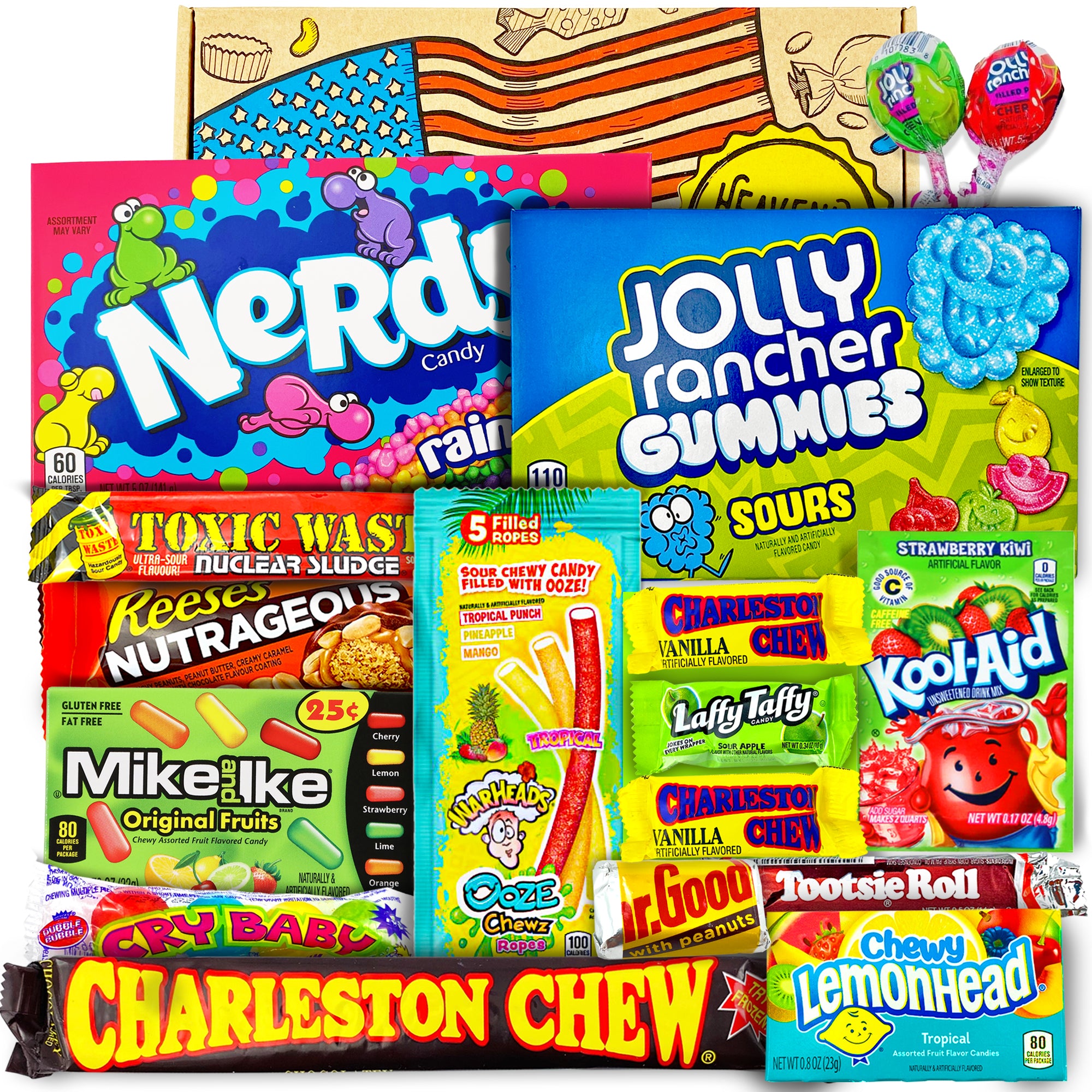 Large American Sweets Candy & Chocolate Selection Hamper - Fathers Day & Birthday Gift | Reese's, Charleston Chew and Warheads
