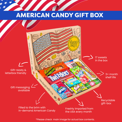 Large American Sweets Candy & Chocolate Selection Hamper - Fathers Day & Birthday Gift | Reese's, Charleston Chew and Warheads