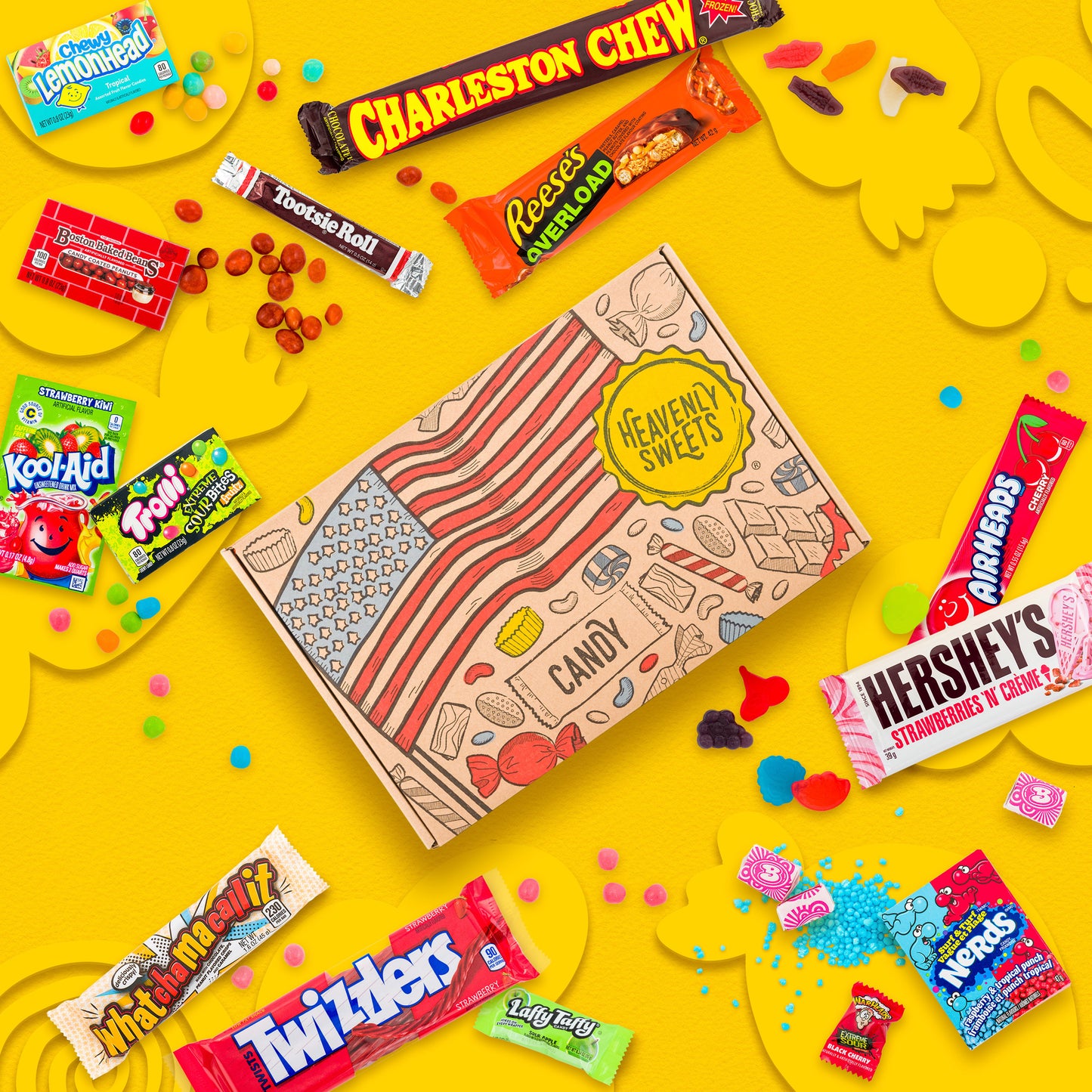 American Vegetarian Sweets Candy Selection Hamper - Fathers Day & Birthday Gift | Warheads, Nerds & Airheads