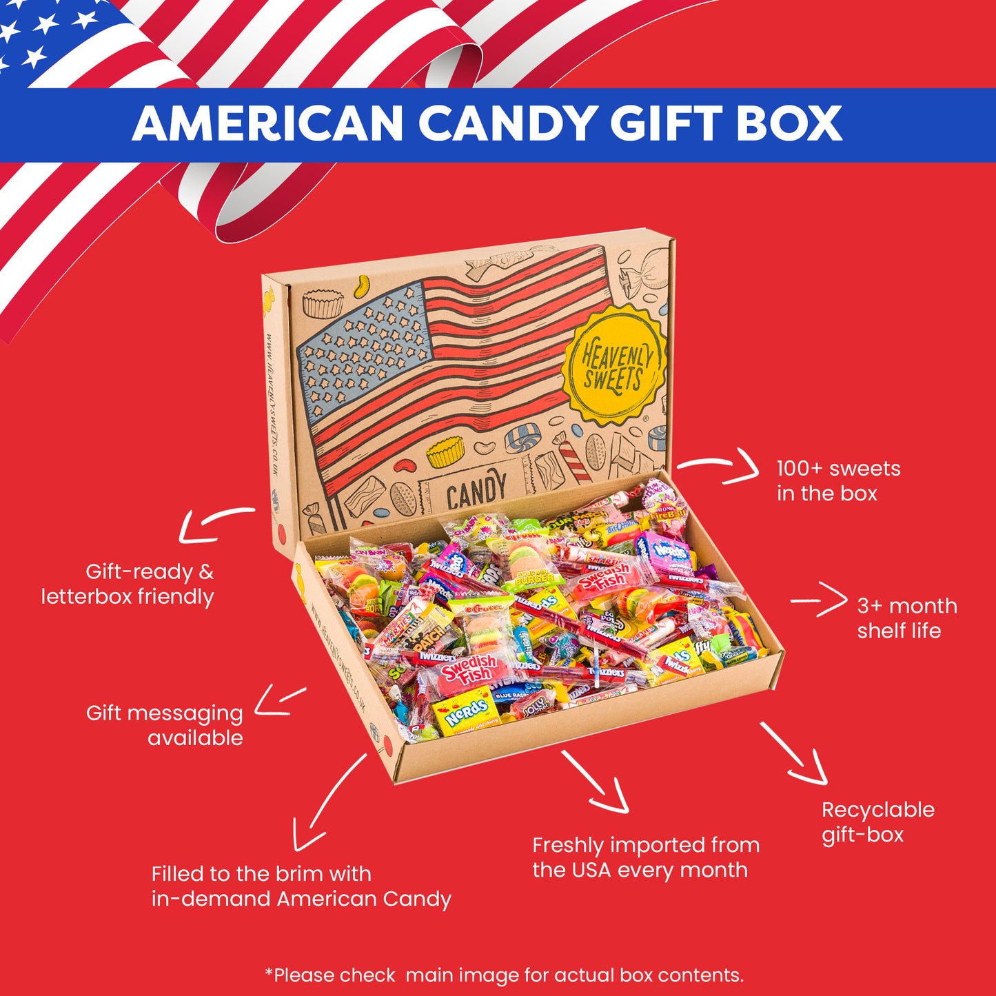 American Candy Sweets Party Gifts Box +100 pieces Hamper! Fathers Day & Birthday | Airheads, Laffy Taffy and more!